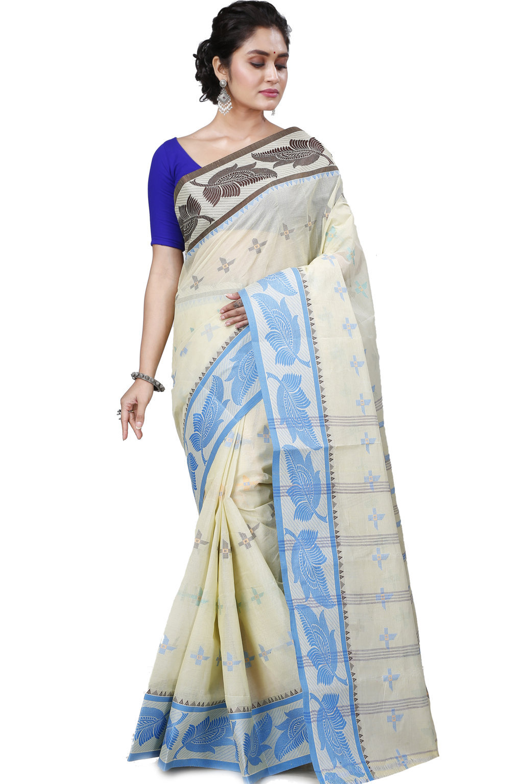 Gray Shade Pure Cotton Rowan Tant Saree (975)